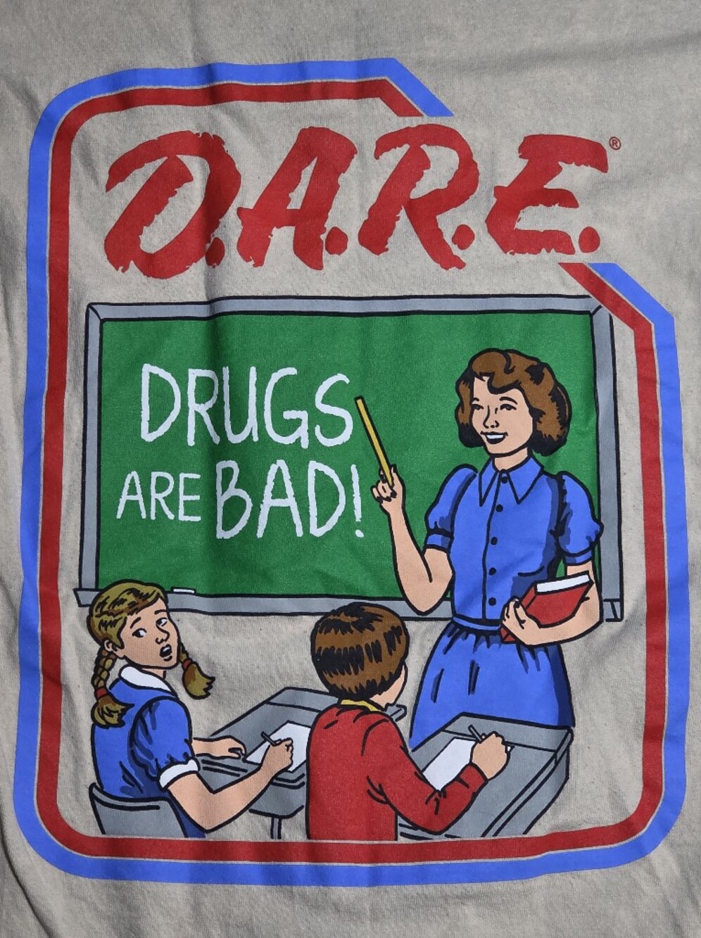 DARE "Drugs Are Bad" Class Room Graphic Tee Shirt Sz Md 100% Cotton